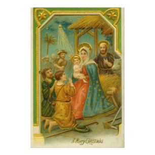 Impression Photo Carte de Noël de la Nativité de l'ère édouardienne