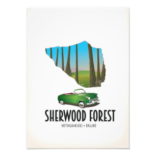 Impression Photo Carte de Sherwood Forest Nottinghamshire