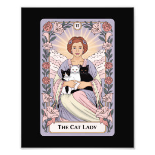 Impression Photo Carte de tarot de dame aux chats sorcière féline m