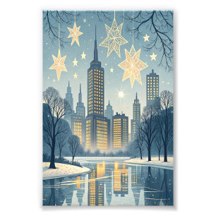 Impression Photo Carte de vœux de Hanukkah sur la silhouette de la