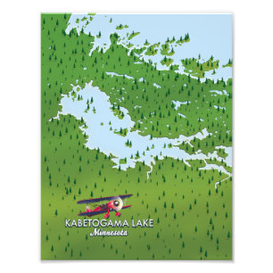 Impression Photo Carte de voyage du lac Kabetogama, Minnesota, État