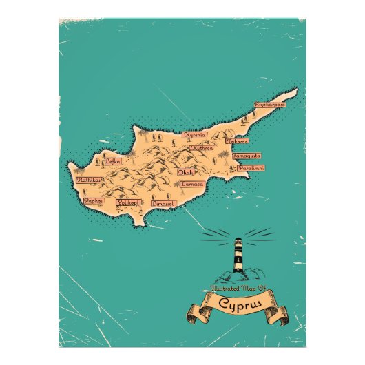Impression Photo Carte de voyage illustrée Chypre (Devant)