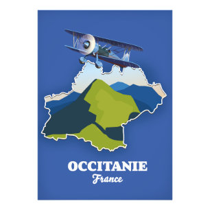 Impression Photo carte de voyage Occitanie France