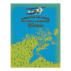 Impression Photo carte des Apostle Islands National Lakeshore
