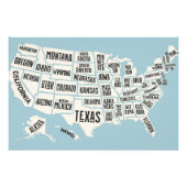 Impression Photo Carte des États-Unis avec noms d'État États-Unis 6 (Devant)