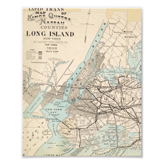 Impression Photo Carte des rois, reines, Long Island (Devant)