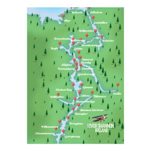 Impression Photo Carte du fleuve Shannon Irlande