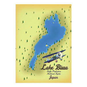 Impression Photo carte du lac Biwa Japon