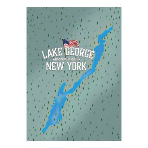 Impression Photo Carte du lac George New York