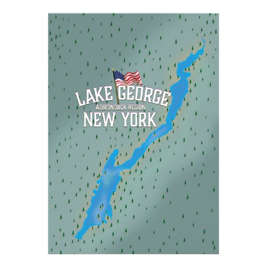Impression Photo Carte du lac George New York (Devant)