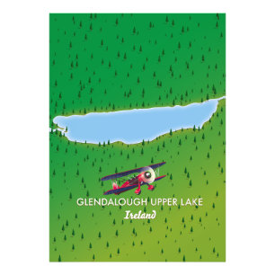Impression Photo carte du lac supérieur de Glendalough en Irlande