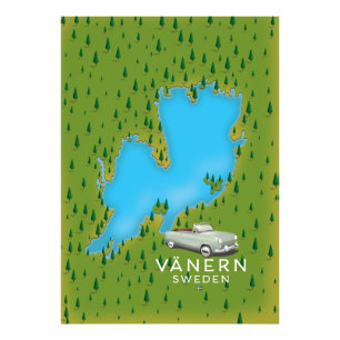 Impression Photo carte du lac Vänern en Suède