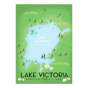 Impression Photo Carte du lac Victoria - Afrique Great Lake Voyage 