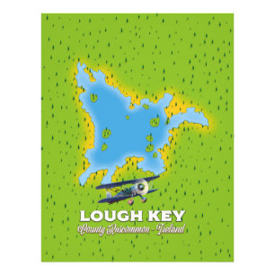 Impression Photo Carte du Lough Key Comté Roscommon, Irlande
