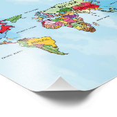 Impression Photo Carte du monde aquarelle illustration (Coin)