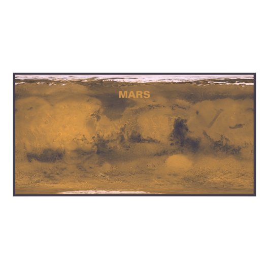 Impression Photo Carte du monde de Mars Red Planet par satellite (Devant)