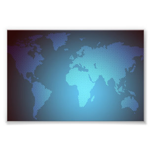 Impression Photo Carte du monde en points numériques, art dégradé