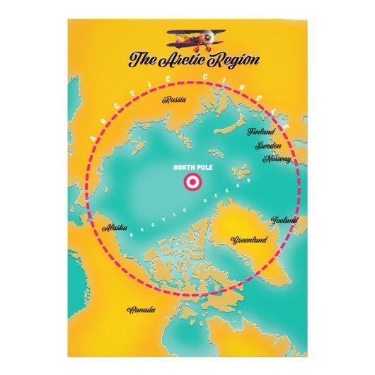 Impression Photo Carte du pôle nord de la région de l'Arctique (Devant)