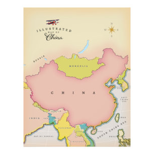 Impression Photo Carte illustrée de Chine