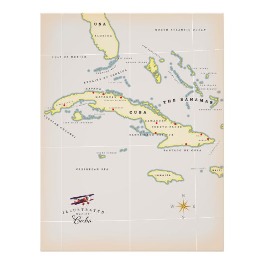 Impression Photo Carte illustrée de Cuba (Devant)