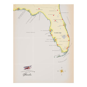 Impression Photo Carte illustrée de Floride