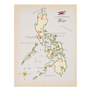 Impression Photo Carte illustrée de la carte de Luzon Philippines