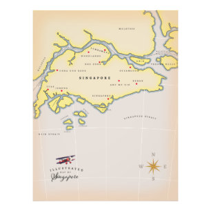 Impression Photo Carte illustrée de Singapour