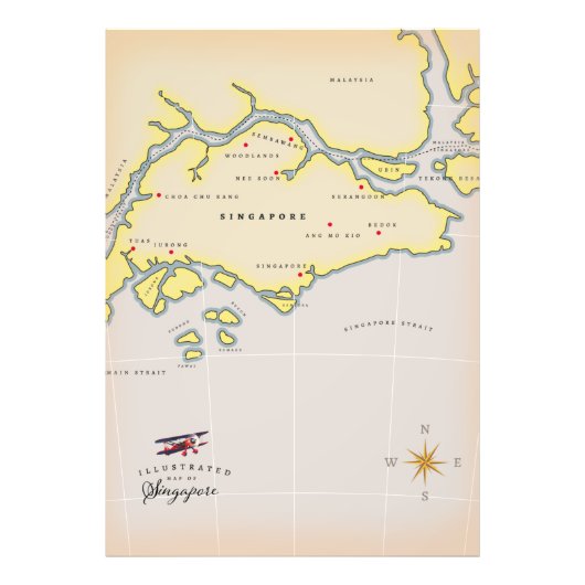 Impression Photo Carte illustrée de Singapour (Devant)