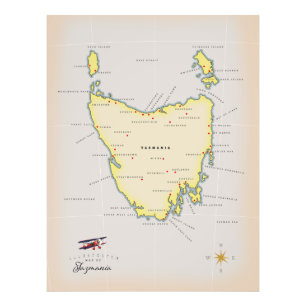 Impression Photo Carte illustrée de Tasmanie.