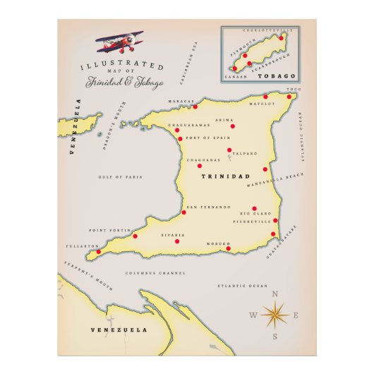 Impression Photo Carte illustrée de Trinidad & Tobago (Devant)
