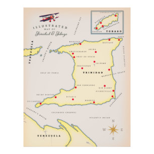 Impression Photo Carte illustrée de Trinité-et-Tobago