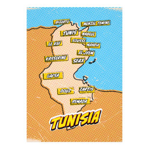 Impression Photo Carte illustrée de Tunisie Pop Art