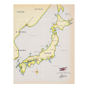 Impression Photo Carte illustrée du Japon