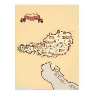 Impression Photo Carte illustrée vintage d'Autriche