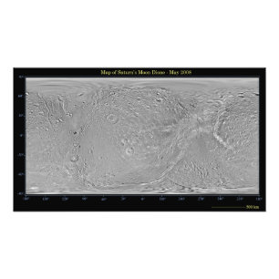 Impression Photo Carte mondiale de la lune de Saturne Dione
