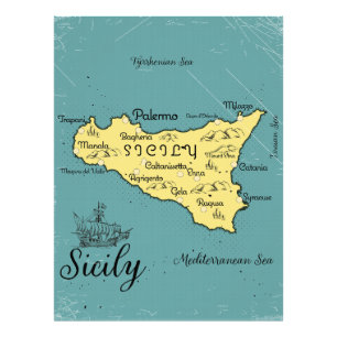 Impression Photo Carte nautique vintage de Sicile