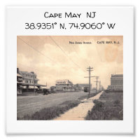 Carte NJ du Cap Mai Coordonnées de style Vintage