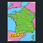 Impression Photo Carte Pop Art Illustrated France<br><div class="desc">Pop Art Illustrated France Carte européenne dans un style vintage et ancien.</div>