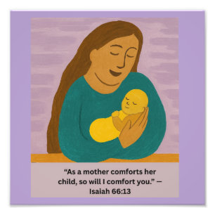 Impression Photo Carte postale Isaiah 66:13 Mère et bébé réconforta