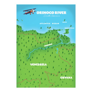 Impression Photo Carte sud-américaine de la rivière Orinoco