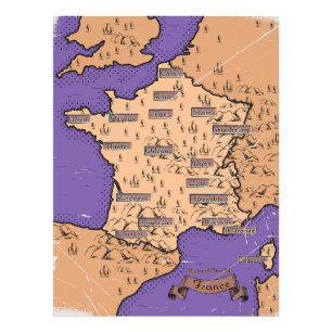 Impression Photo Carte vintage de France