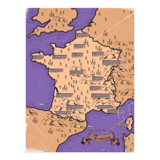 Impression Photo Carte vintage de France (Devant)
