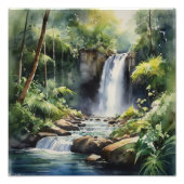 Impression Photo Cascade tropicale Peinture aquarelle (Devant)
