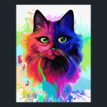 Impression Photo Cat Trippy Psychedelic Pop Art<br><div class="desc">Portrait de chat de Pop Art Trippy Psychedelic sur des plaques de peinture colorées. Illustration vectorielle originaleCopyright BluedarkArt TheChameleonArt.</div>