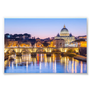 Impression Photo Cathédrale Saint-Pierre la nuit Rome Italie