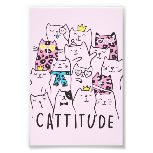 Impression Photo Cattitude Cute Chat, Funny Kitten Cadeau Amoureux (Devant)
