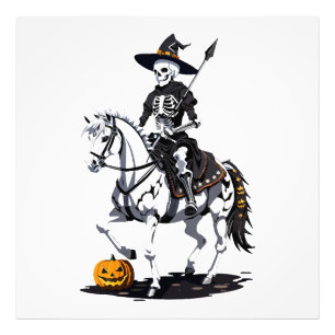 Impression Photo Cavalier de cheval squelette - Squelette d'Hallowe