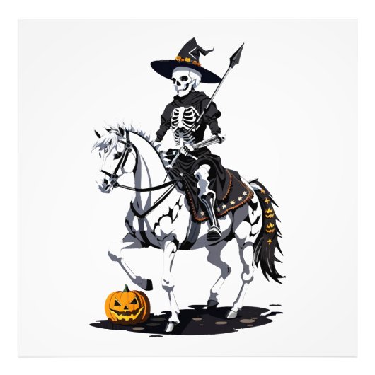 Impression Photo Cavalier de cheval squelette - Squelette d'Hallowe (Devant)