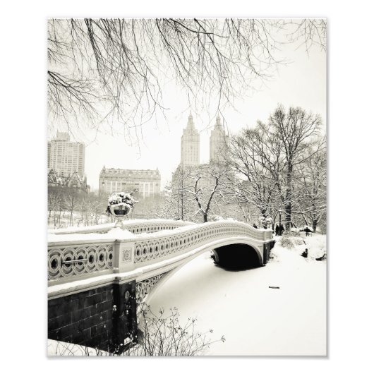 Impression Photo Central Park Winter - Neige sur Bow Bridge (Devant)