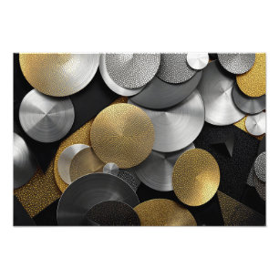 Impression Photo Cercles géométriques modernes en or et argent